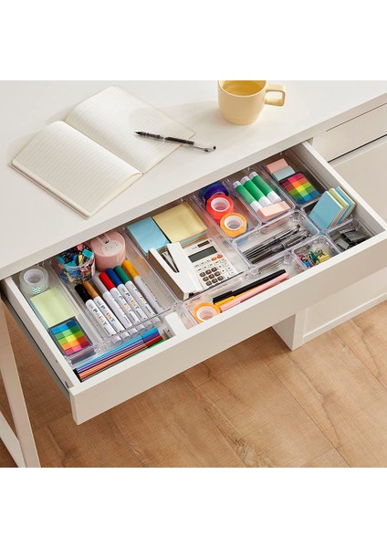 33 Pcs Çekmece Organizatör Seti Şeffaf Plastik Masa Çekmece Bölücüler Makyaj, Takılar ve Aletler, Yatak Odası, Ofis Için Tepsiler (Yurt Dışından) fırsatları