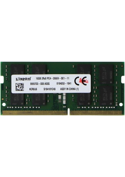Kıngston Kcrxj6 16GB (Tek Parça) Ddr4 2666MHZ Notebook Bellek