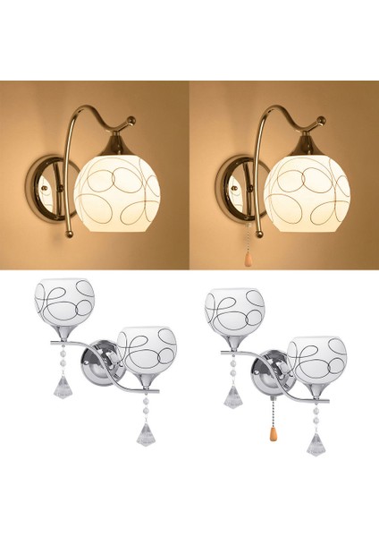 Modern LED Kristal Duvar Işık Lambası Koridor Sundurma Yatak Odası Aplik Aydınlatma Armatürü, Anahtarlı Tek Kafa (Yurt Dışından)