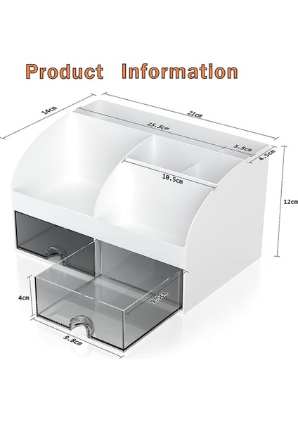 Masa Düzenleyici-6 Bölmeli ve 2 Küçük Çekmeceli Ofis Düzenleyici, Kalemlikler Için Masa Saklama Kutusu, Kumandalı Beyaz (Yurt Dışından) fiyatları