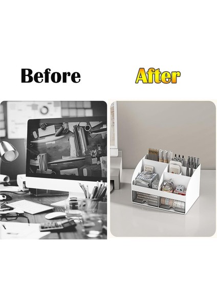 Masa Düzenleyici-6 Bölmeli ve 2 Küçük Çekmeceli Ofis Düzenleyici, Kalemlikler Için Masa Saklama Kutusu, Kumandalı Beyaz (Yurt Dışından) modelleri