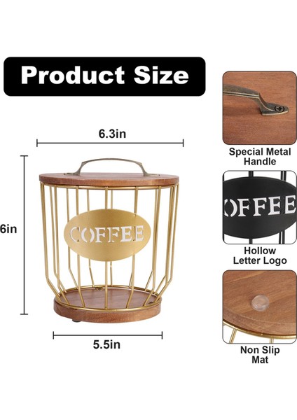 Kapaklı Kahve Filtresi Tutucu Depolama, Metal Kahve Filtresi Konteyner Sepeti, Kahve Barı Aksesuarları Dekor, Altın (Yurt Dışından) fiyatları