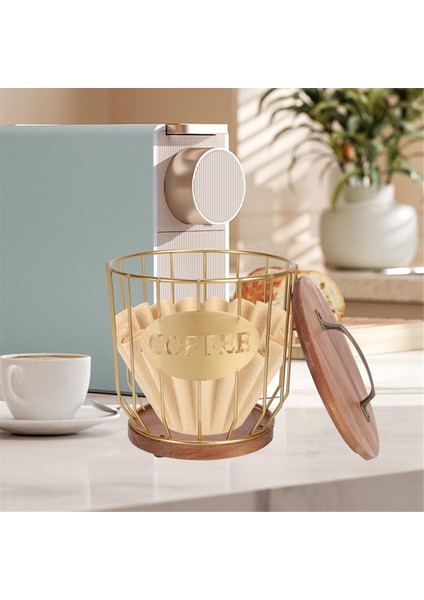 Kapaklı Kahve Filtresi Tutucu Depolama, Metal Kahve Filtresi Konteyner Sepeti, Kahve Barı Aksesuarları Dekor, Altın (Yurt Dışından) fırsatları