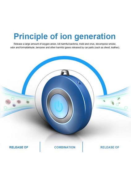 Kişisel Hava Temizleme Cihazı Kolye, USB Taşınabilir Hava Temizleme Cihazı, Giyilebilir Mini Negatif Iyon Oda Parfümü, Radyasyon Yok Düşük Gürültü Mavi (Yurt Dışından) fırsatları