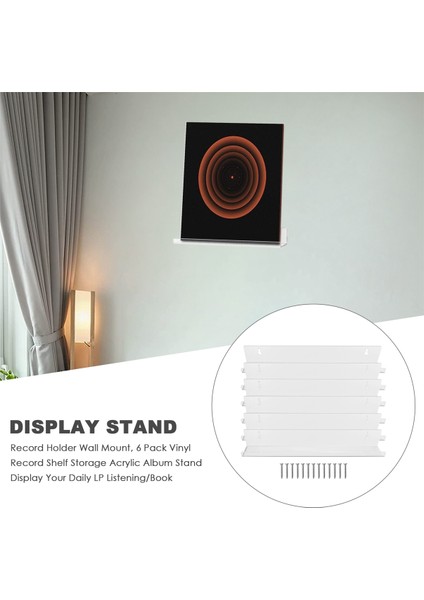 Plak Tutucu Duvara Montaj, 6 Paket Vinil Kayıt Raf Depolama Akrilik Albüm Standı Günlük Lp Dinlemenizi/kitabınızı Gösterin (Yurt Dışından) fırsatları