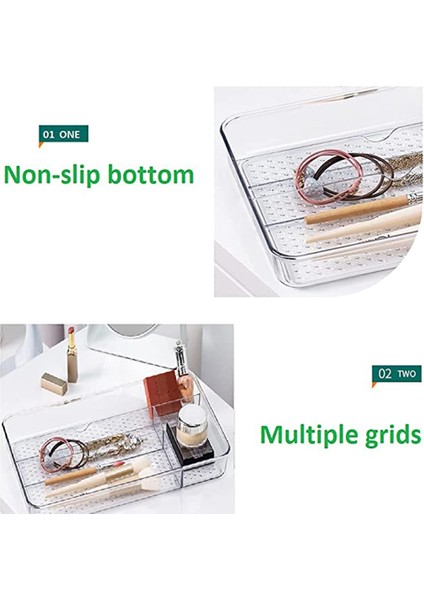 Makyaj, Banyo Için 4 Bölmeli Masaüstü Şeffaf Plastik Kozmetik Saklama Kutusu Makyaj Organizatör Kozmetik Konteyner (Yurt Dışından) indirimleri