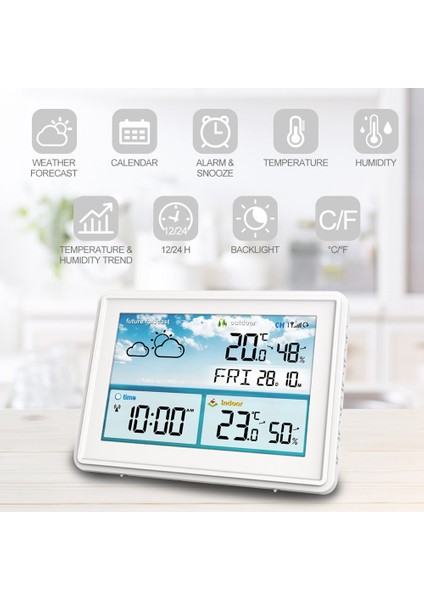 Kablosuz Dijital Hava Istasyonu Renkli LCD Ekran Termometre Higrometre Tahmin Sensörü Donma Noktası Takvimi (B) Ab Tak (Yurt Dışından)