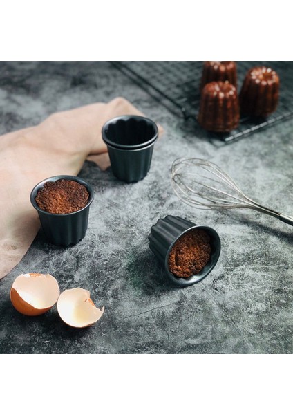Cannele Kalıp, Cannele Muffin Kalıbı, 6'lı Yapışmaz Cannele Kalıp Gri-Siyah Canneles (Yurt Dışından) modelleri