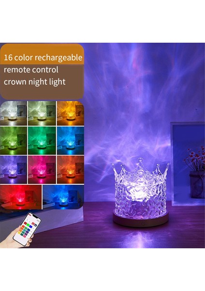 USB Uzaktan Kumanda Masa Lambası Taç Su Dalgası Gece Lambası Alev Atmosfer Lambası Odası Başucu Bar Dekor Aydınlatma Lambası (Yurt Dışından) fiyatları