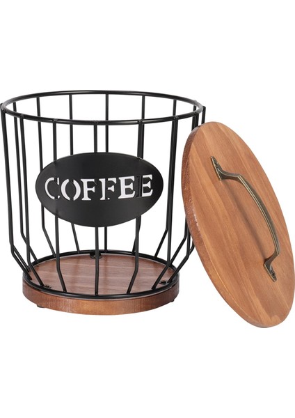 Kapaklı Kahve Filtresi Tutucu Depolama, Metal Kahve Filtresi Konteyner Sepeti, Kahve Barı Aksesuarları Dekor, Siyah (Yurt Dışından)