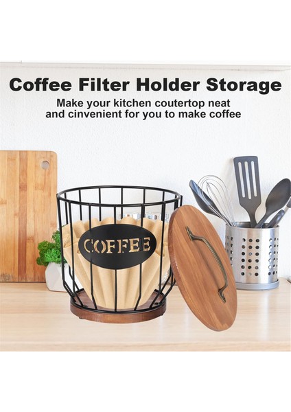 Kapaklı Kahve Filtresi Tutucu Depolama, Metal Kahve Filtresi Konteyner Sepeti, Kahve Barı Aksesuarları Dekor, Siyah (Yurt Dışından) fiyatları