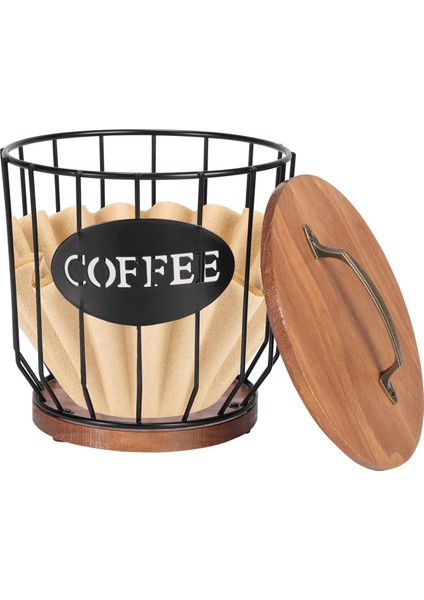 Kapaklı Kahve Filtresi Tutucu Depolama, Metal Kahve Filtresi Konteyner Sepeti, Kahve Barı Aksesuarları Dekor, Siyah (Yurt Dışından) modelleri