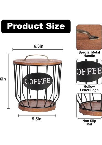 Kapaklı Kahve Filtresi Tutucu Depolama, Metal Kahve Filtresi Konteyner Sepeti, Kahve Barı Aksesuarları Dekor, Siyah (Yurt Dışından) fırsatları