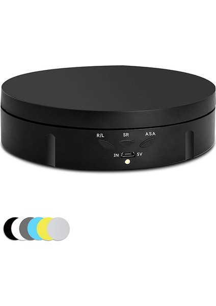 Motorlu Döner Teşhir Standı, 6 Pvc Arka Planlı 360 Derece Fotoğraf Döner Tablası, / USB Güç Kaynağı Siyah (Yurt Dışından)