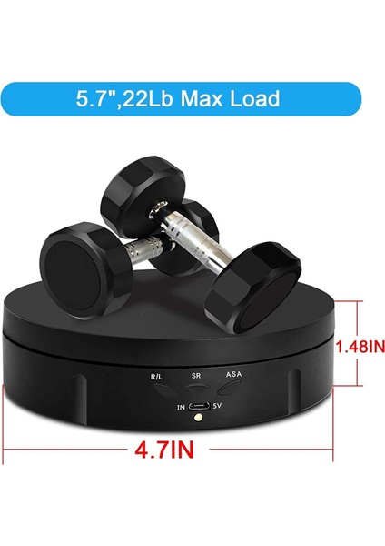 Motorlu Döner Teşhir Standı, 6 Pvc Arka Planlı 360 Derece Fotoğraf Döner Tablası, / USB Güç Kaynağı Siyah (Yurt Dışından) modelleri