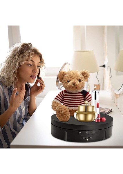 Motorlu Döner Teşhir Standı, 6 Pvc Arka Planlı 360 Derece Fotoğraf Döner Tablası, / USB Güç Kaynağı Siyah (Yurt Dışından) indirimleri