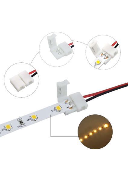 50 Adet LED Bant Konektörü 2pin LED Şerit Aksesuarları Konnektörleri 10MM 2835 3528 5050 5730 5630 Smd LED Şerit (Yurt Dışından) fiyatları