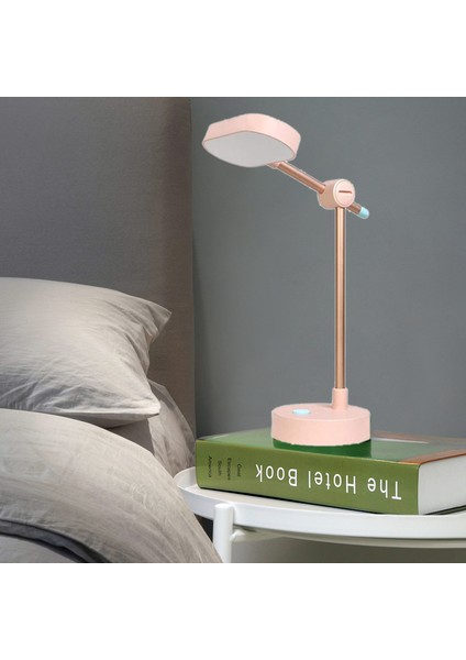 Şarj Edilebilir LED Yurt Çalışma Okuma Lambası Basın Katlanır Kitap Lambası Öğrenci Göz Koruması Masa Lambası, Pembe (Yurt Dışından) indirimleri