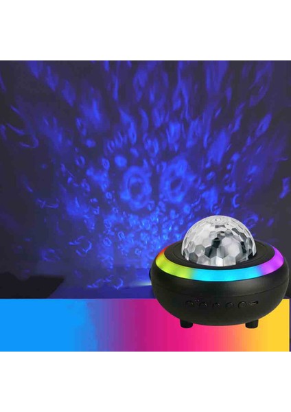 LED Yıldız Projektör Renkli Aurora Okyanus Projeksiyon Gece Lambası Bluetooth Müzik ile Yatak Odası Atmosfer Dekorasyon Siyah (Yurt Dışından) fırsatları