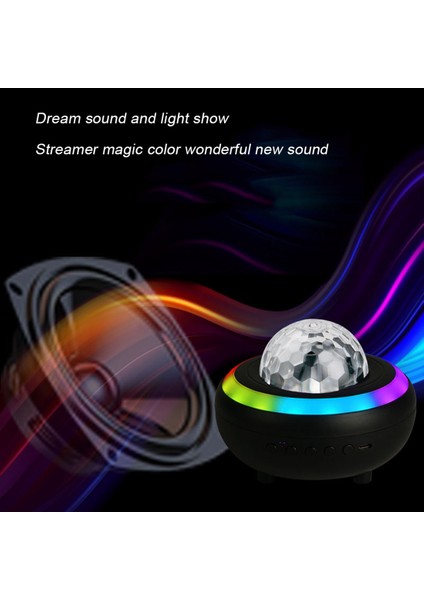 LED Yıldız Projektör Renkli Aurora Okyanus Projeksiyon Gece Lambası Bluetooth Müzik ile Yatak Odası Atmosfer Dekorasyon Siyah (Yurt Dışından) indirimleri