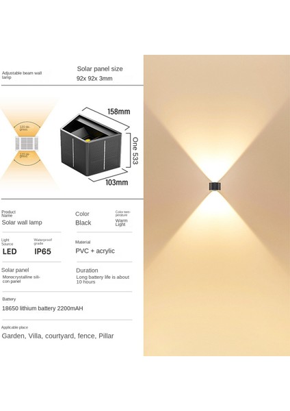 Avlu Bahçe Kısılabilir Için Güneş Enerjili Duvar Işık Dış Mekan Yukarı-Aşağı Aydınlatma LED Lamba Güneş Enerjili Duvar Yıkama Işıkları (Yurt Dışından) fırsatları
