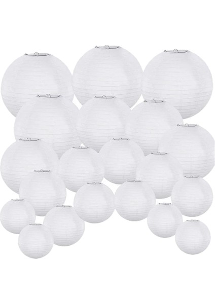 20 Paket Çin Yuvarlak Beyaz Kağıt Fener, Kağıt Fenerler Asılı Fenerler Düğün Parti Süslemeleri (Yurt Dışından)