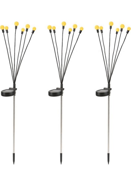 Güneş Enerjili Bahçe Işıkları - 3 Paket 12 LED Ateşböceği Işıkları, Rüzgarla Sallanma, Suya Dayanıklı Güneş Enerjisi (Yurt Dışından)