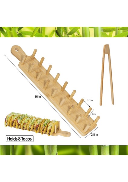 8 Tutacaklı Bambu Taco Tepsisi, Taco Kabuk Tutucusu Çok Kullanımlı Yemek Tepsisi Şarküteri Tepsisine Izin Verir (Yurt Dışından) modelleri