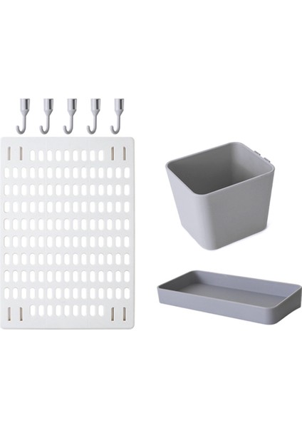 Mutfak Banyo Duvar Rafı Dekor Asılı Depolama Kanca Raf Rafları Dolap Organizatör Depolama Raf Beyaz + Gri (Yurt Dışından)