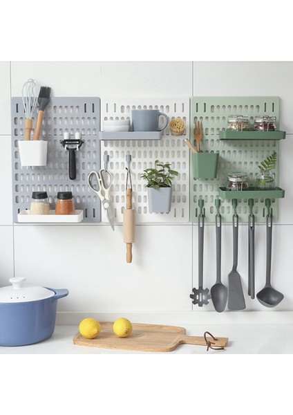 Mutfak Banyo Duvar Rafı Dekor Asılı Depolama Kanca Raf Rafları Dolap Organizatör Depolama Raf Beyaz + Gri (Yurt Dışından) fiyatları