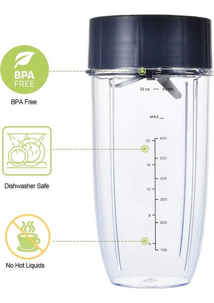 32OZ Bardaklar ve Flip Top To Go Kapakları Için Yedek Parçalar ve Nutribullet 600W/900W Blenderler Için Parça Çıkarma Bıçağı (Yurt Dışından)