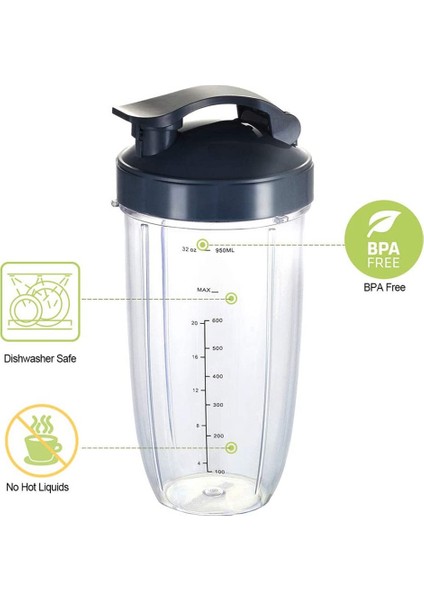 32OZ Bardaklar ve Flip Top To Go Kapakları Için Yedek Parçalar ve Nutribullet 600W/900W Blenderler Için Parça Çıkarma Bıçağı (Yurt Dışından)