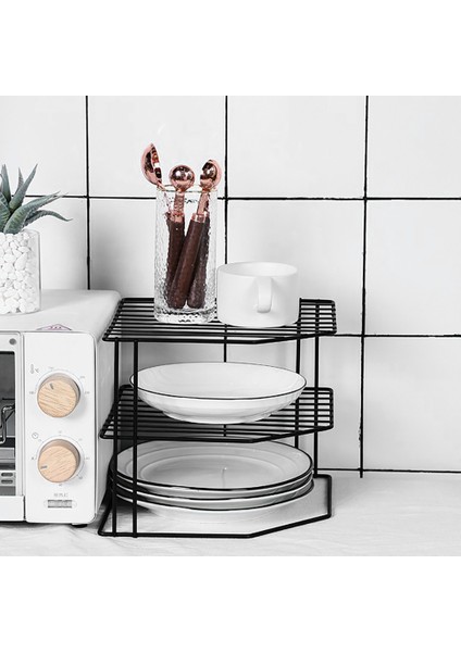 1 Adet Katmanlı Dolap Köşe Raf Çok Amaçlı Organizasyon Rafı Bardak Yemekleri Dolap Kiler Mutfak Düzenleyici Siyah (Yurt Dışından) fırsatları