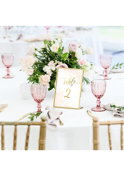 10 Adet Akrilik Altın Çerçeve, Düğün Masa Kartı Restoran Tabelaları Fotoğrafları Için Eğimli Arka Masa Burcu Tutucu (Yurt Dışından) modelleri