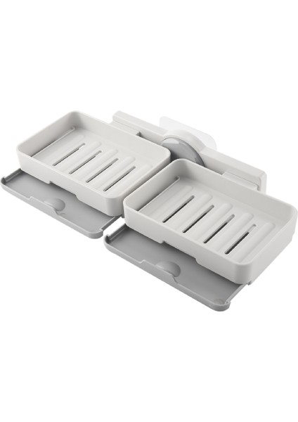 Boşaltma Tepsisi ile Çift Katmanlı Bar Sabunluk Duvara Monte Banyo Mutfak No-Sondaj Döndürülebilir (Beyaz) (Yurt Dışından)