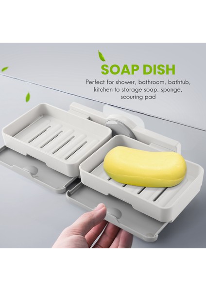 Boşaltma Tepsisi ile Çift Katmanlı Bar Sabunluk Duvara Monte Banyo Mutfak No-Sondaj Döndürülebilir (Beyaz) (Yurt Dışından) fiyatları