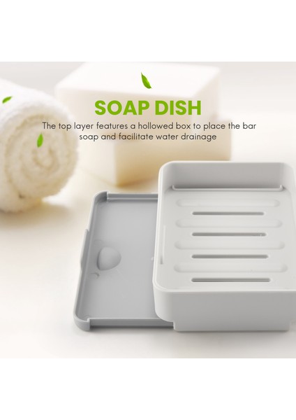 Boşaltma Tepsisi ile Çift Katmanlı Bar Sabunluk Duvara Monte Banyo Mutfak No-Sondaj Döndürülebilir (Beyaz) (Yurt Dışından) modelleri