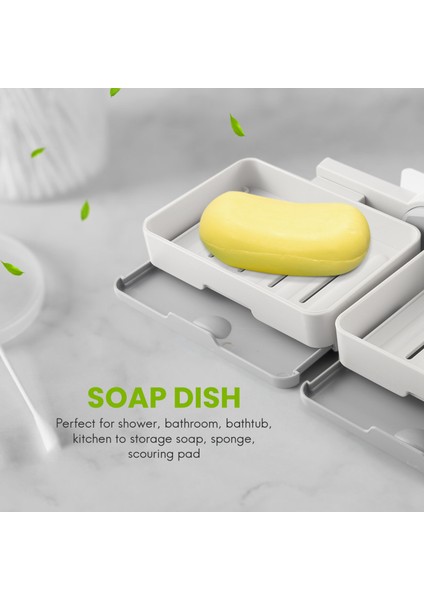 Boşaltma Tepsisi ile Çift Katmanlı Bar Sabunluk Duvara Monte Banyo Mutfak No-Sondaj Döndürülebilir (Beyaz) (Yurt Dışından) fırsatları