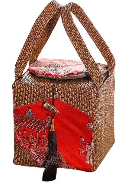 Rattan Kumaş Çaydanlık Saklama Çantası Seramik Çaydanlık Çay Cozies Bez Hediye Kutusu Püsküller ile Boş Çanta Çin Tarzı Storagea (Yurt Dışından)