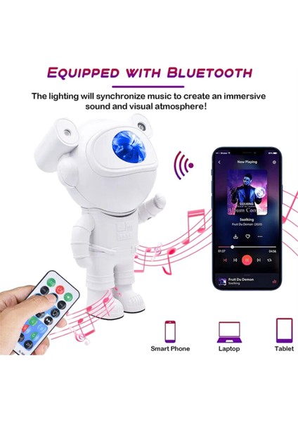 Galaxy Gece Lambası Astronot Yıldız Bulutsusu Tavan Zamanlayıcı ve Uzaktan Bluetooth Hoparlör ile Ağır Projektör Işığı (Yurt Dışından)