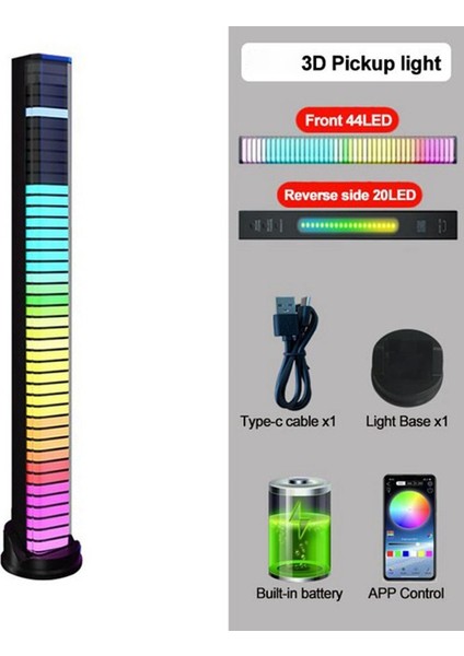 Rgb Ses Kontrolü Işık Çubuğu Kablosuz LED 3D Çift Taraflı Müzik Ritim Lambası Araba Oyun Tv Için Ses Kontrolü Işıkları (Yurt Dışından) modelleri