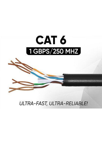 Dış Mekan Cat6 Kablo 100M AWG23 Bakır Tel Double Layer