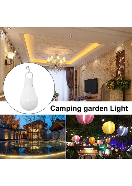 Taşınabilir LED Güneş Işığı 15W Ampul LED Lamba USB Şarj Edilebilir Güneş Enerjili Açık/kapalı Seyahat Kamp Bahçe Lambası (Yurt Dışından)
