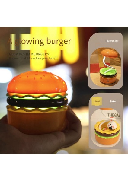 Çocuklar Için Sevimli Masa Lambası, Kalemtıraş ile Ayarlanabilir Boyun Dokunmatik Anahtarlı Şarj Edilebilir Hamburger Küçük Masa Lambası (Yurt Dışından) fırsatları