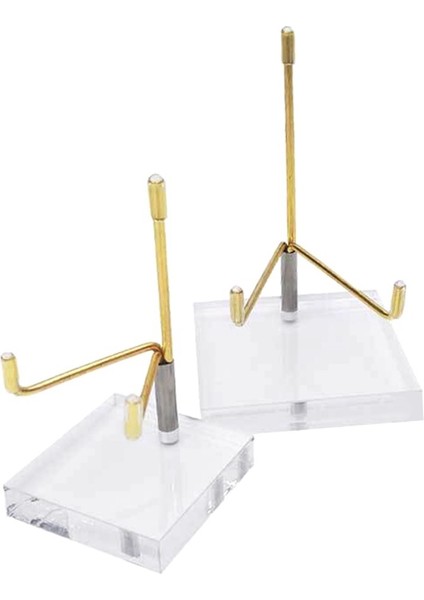 2 Adet Ayarlanabilir Metal Kol Ekran Standı Şövale Şeffaf Akrilik Tabanlı Değerli Taşlar Kristal Mineral Plakalar (Yurt Dışından)