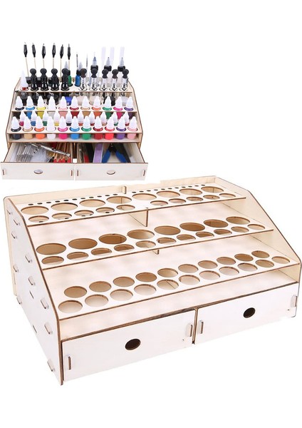 Dıy Ahşap Organizatör Boya Şişeleri Ekran Fırçaları Tutucu Standı Depolama Modeli Aracı 58 Şişe Boya Yerleştirilebilir (Yurt Dışından) indirimleri