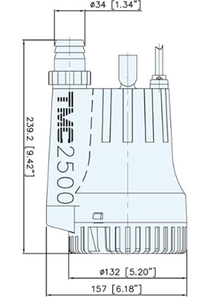 SR1225 Üst Çıkışlı Sintine Pompası 12V 2500 Gph
