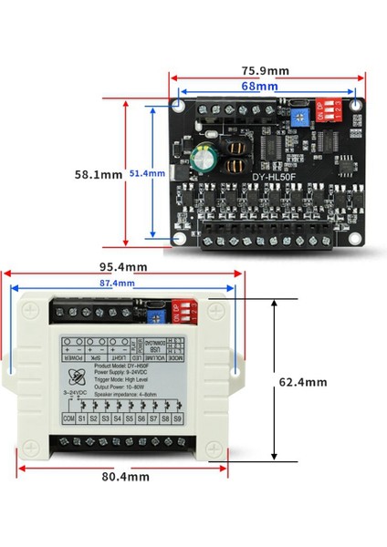 24V Yüksek Güçlü Ses Yayını Istemi Modülü Yüksek ve Düşük Seviye Tetikleyici 1'den 1'e Mp3 Çok Fonksiyonlu Oynatma Modülü, D (Yurt Dışından)