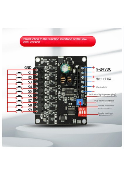24V Yüksek Güçlü Ses Yayını Istemi Modülü Yüksek ve Düşük Seviye Tetikleyici 1'den 1'e Mp3 Çok Fonksiyonlu Oynatma Modülü, D (Yurt Dışından)