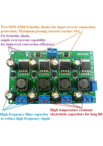 3A 4 Kanal Çoklu Anahtarlama Güç Kaynağı Modülü 3.3V 5V 12V Ayarlanabilir Çıkış Dc Dc Düşürücü Dönüştürücü Kurulu (Yurt Dışından)